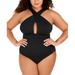 Michael Kors BLACK Plus Size Keyhole One-Piece Swimsuit, US 18W