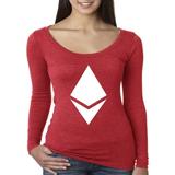 True Way 911 - Women's Long Sleeve T-Shirt Ethereum Cryptocurrency Money Symbol ETH Logo 2XL Red
