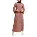 ZANZEA Women Elegant Stripe Printed Button Down Muslim Kaftan Abaya Dubai Flare Sleeve Maxi Dress