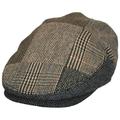 Herringbone Patchwork Wool Blend Ivy Cap - M - Brown/Gray