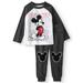 Toddler Boys' Mickey Mouse Long Sleeve Raglan T-Shirt and Fleece Jogger Pants, 2-Piece Outfit Set