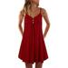 Summer Dress for Women Summer Pleated Mini Short Dress Girls Casual Loose Chic Holiday Beach Sun Dress