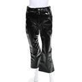 Ellery Womens Vinyl Orthodox Denim Detail Flare Crop Pants Black Size 10