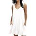 Women Sleeveless Tank Dress Casual V Neck Solid Loose Beach Tank A-line Pocket Dresses Ladies Summer T Shirt Dress Holiday Sundress Sexy Vest Mini Dress Black 2XL(20-22)