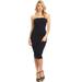 MOA COLLECTION Women's Casual Solid Comfy Sexy Strapless Midi Bodycon Tube Dress/Made in USA