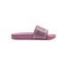 bebe Girls' Big Kid Slip-On Slide Sandals with Rhinestone Logo Strap, Cute Open-Toe Flat Fashion Summer Slipper Shoes