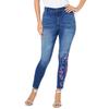 Plus Size Women's Embroidered Jean by Denim 24/7 by Roamans in Pink Embroidered Blossoms (Size 28 W)