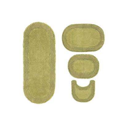 Double Ruffle 4 Piece Set Bath Rug Collection by Home Weavers Inc in Sage
