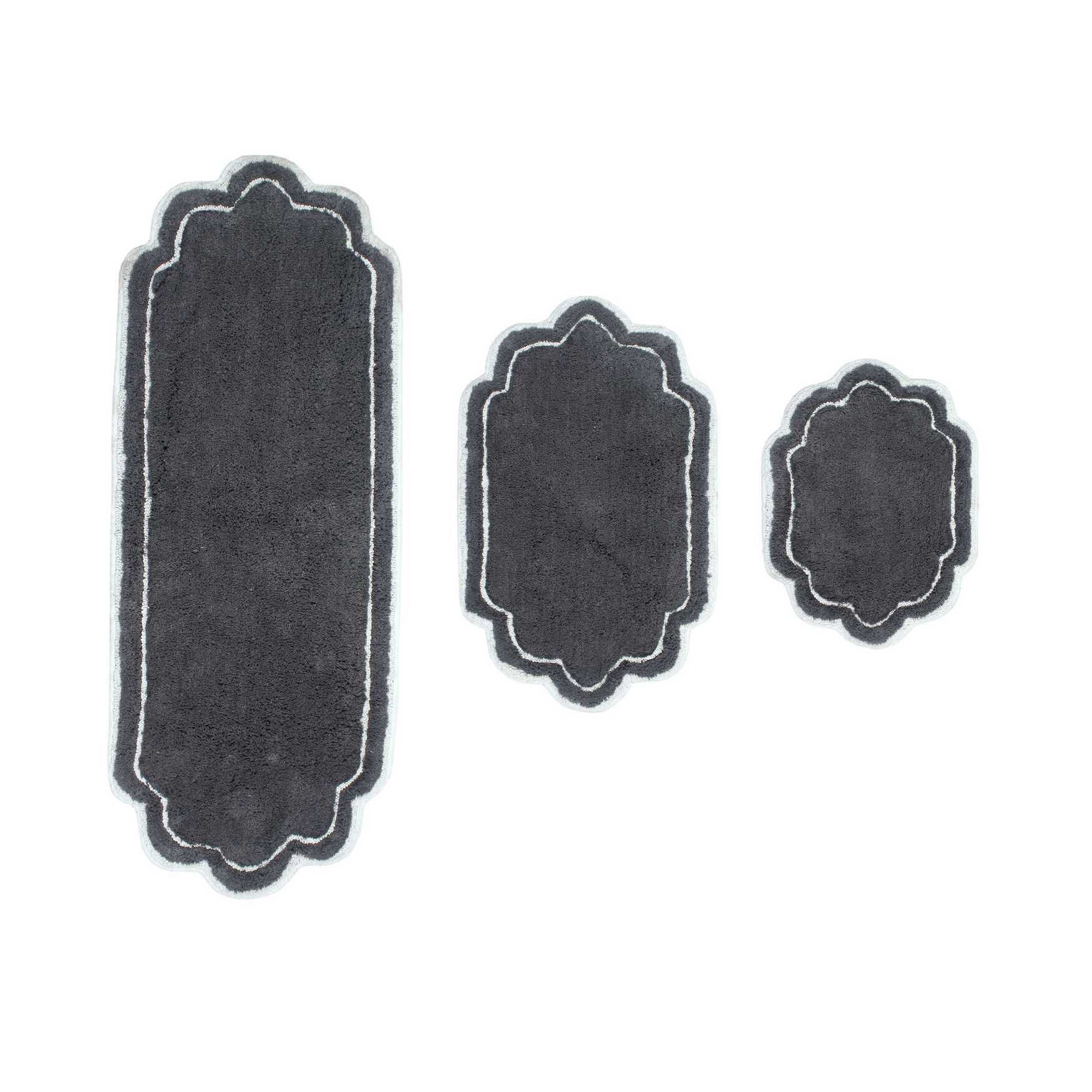 Allure 3pc Bath Rug Collection by Home Weavers Inc in Dark Grey