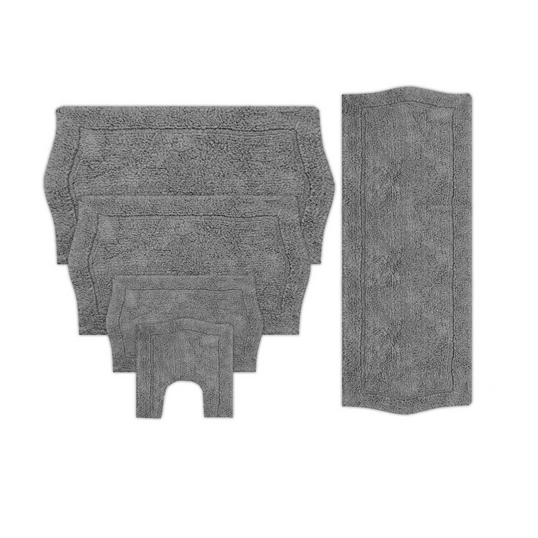 Waterford 5 Piece Set Bath Rug Collection by Home Weavers Inc in Grey