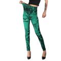 Avamo High Waist Jeggings for Women Denim Print Seamless Stretch Leggings Pants Ladies Casual Slim Fit Trousers