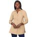 Plus Size Women's Poplin Tunic by Jessica London in New Khaki (Size 14) Long Button Down Shirt