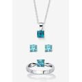 Women's 3-Piece Birthstone .925 Silver Necklace, Earring And Ring Set 18" by PalmBeach Jewelry in December (Size 5)