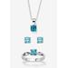 Women's 3-Piece Birthstone .925 Silver Necklace, Earring And Ring Set 18" by PalmBeach Jewelry in December (Size 5)