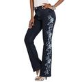 Plus Size Women's Whitney Jean with Invisible Stretch® by Denim 24/7 in Blue Swirl Embroidery (Size 20 W) Embroidered Bootcut Jeans