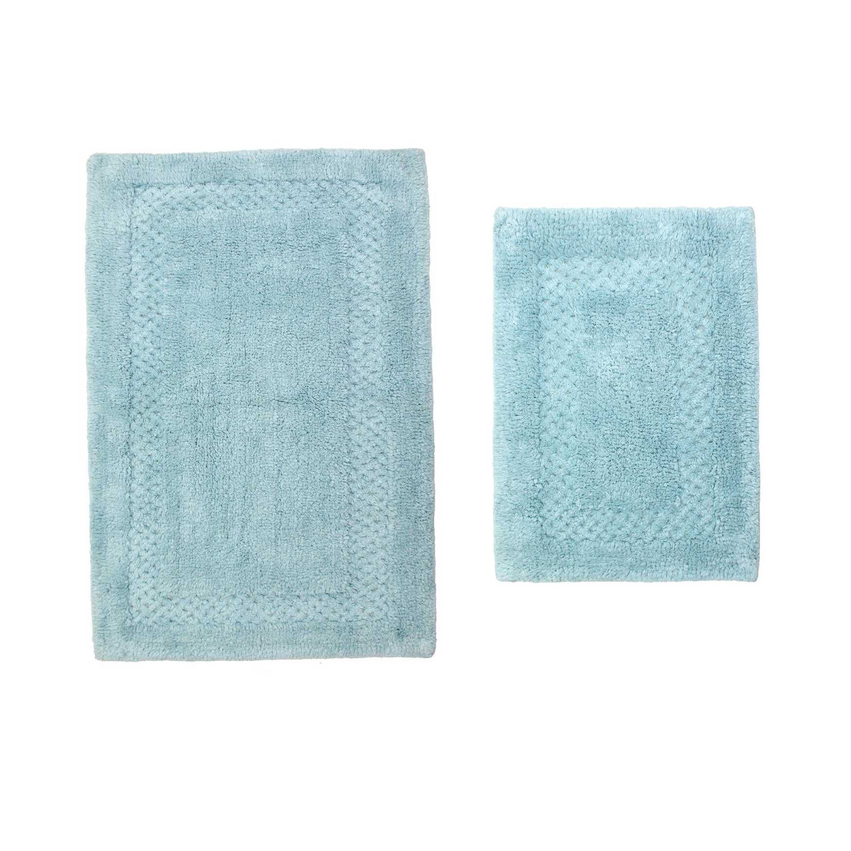 Classy Bathmat 2 Piece Bath Rug Collection by Home Weavers Inc in Aqua