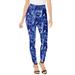 Plus Size Women's Ankle-Length Performance Legging by Roaman's in Navy Marble Print (Size 30/32) Stretch Yoga Workout Pants