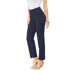 Plus Size Women's Straight-Leg Ultimate Ponte Pant by Roaman's in Navy (Size 26 W) Pull-On Stretch Knit Trousers