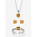 Women's 3-Piece Birthstone .925 Silver Necklace, Earring And Ring Set 18" by PalmBeach Jewelry in November (Size 8)