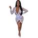 Dress Women Sexy Club Dresses Deep V Neck Long Sleeve Mini Bodycon Dress Fall