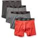 PUMA Men's 4 Pack Tech Boxer Brief, Red/Grey, Large
