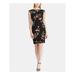 RALPH LAUREN Womens Black Floral Cap Sleeve Jewel Neck Above The Knee Sheath Wear To Work Dress Size: 12