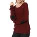 Allegra K Junior's Pullover Drop Shoulder Elbow Cat Patch Loose Sweater Pullover Red S