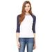 The Bella + Canvas Ladies Baby Rib 3/4 Sleeve Contrast Raglan T-Shirt - WHITE/ NAVY - L