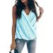 Niuer Women Loose Cami Tank Tops Vest Ladies Striped Print Camisole Casual Blouse Beach Sleeveless T-Shirt Ladies Loose Casual Tunic Tops Light Blue Stripe L(US 10-12)