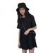 Vintage Style Sweet Temperament Women's Dress Solid Color Round Neck Short-sleeved A-line Dress