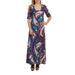 24Seven Comfort Apparel Shannon Blue Cold Shoulder Maxi Dress