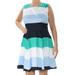 MAISON JULES Womens Blue Color Block Sleeveless Jewel Neck Above The Knee Fit + Flare Dress Size: 8