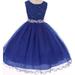 Little Girls Lace Sequin Top Rhinestone Belt Flowers Girls Dresses Royal 2 (J36K70)