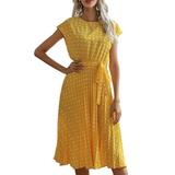 Dress for Women Summer Beach Sundress Round Neck Short Sleeve Tunic Blouse Shirt Dress Casual Loose Dress