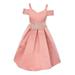 Crayon Kids Girls Rose Cold Shoulder Rhinestone Bow Dress