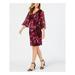 CONNECTED APPAREL Womens Purple Printed Chiffon Sleeve Kimono Sleeve Cowl Neck Above The Knee Sheath Party Dress Size 12