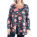 24seven Comfort Apparel Women's Plus Size Long Bell Sleeve Flared Tunic Top