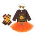 Thanksgiving Baby Girl Outfit Infant Romper Pumpkin Tutu Dress Headband 4pcs Set