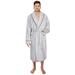 PAVILIA Mens Soft Robe, Light Gray Warm Fleece Robes for Men, Soft Spa Bathrobe with Piping, Shawl Collar, and Pockets (Light Grey)