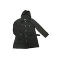 London Fog Womens Size Large Midi-Length Hooded Trench Coat, Black