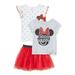 Minnie Mouse Baby Girls & Toddler Girls Flutter Sleeve Top, Tie-Front T-shirt & Scooter Skirt, 3pc Outfit Set, Sizes 12M-5T