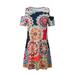 Women's Off-Shoulder Floral Print Short-Sleeved Dress