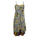 Mogul Women Gray Floral Vintage Recycled Sari Printed Sundress Layered Spaghetti Strap Beach Summer Dresses S/M