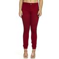 cover girl Women's Cute Mid-Rise Jogger Skinny Fit Trouser Pocket Sport Active, Burgundy 5