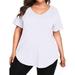 Plus Size Tunic Tops for Women Round Neck Loose Fit Blouse Short Sleeve Solid Blouse Summer Tee Shirt with Pocket