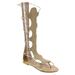 Beston Women's DC05 Cut Out Back Zipper Thong Flat Knee High Gladiator Sandals