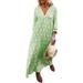 Women Autumn Long Sleeve Floral Long Tunic Shirt Dress Baggy Casual Kaftan Peasant Ethnic Gypsy Loose Sundress Ladies Loose Maxi Tunic Shirt Dress