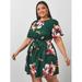 Women's Plus Size Floral Print Self Tie Dress