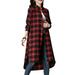 Lumento Women Flannel Plaid Shirt Long Cardigan Casual Long Sleeve Mid-Long Boyfriend Shirt Pockets Buffalo Plaid Check Blouse