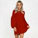 Women Dress Solid Color Puff Sleeve Larnter Sleeve Round Neck A-line Shift Mini Casual One-Piece